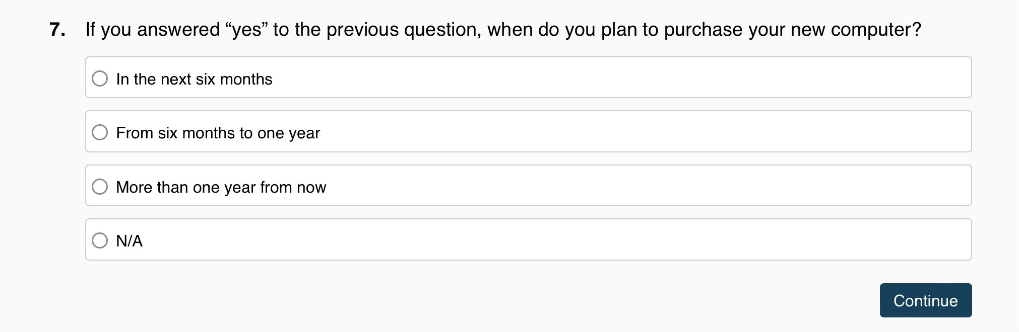 Question that doesn't take advantage of survey logic